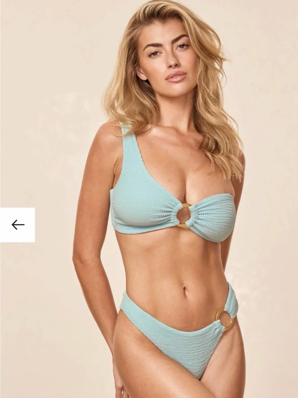 Monday Swimwear Seafoam One-Shoulder Ring Bikini Set